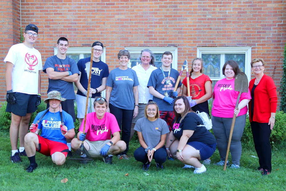 A group of student posing at College Drive Presbyterian Church.