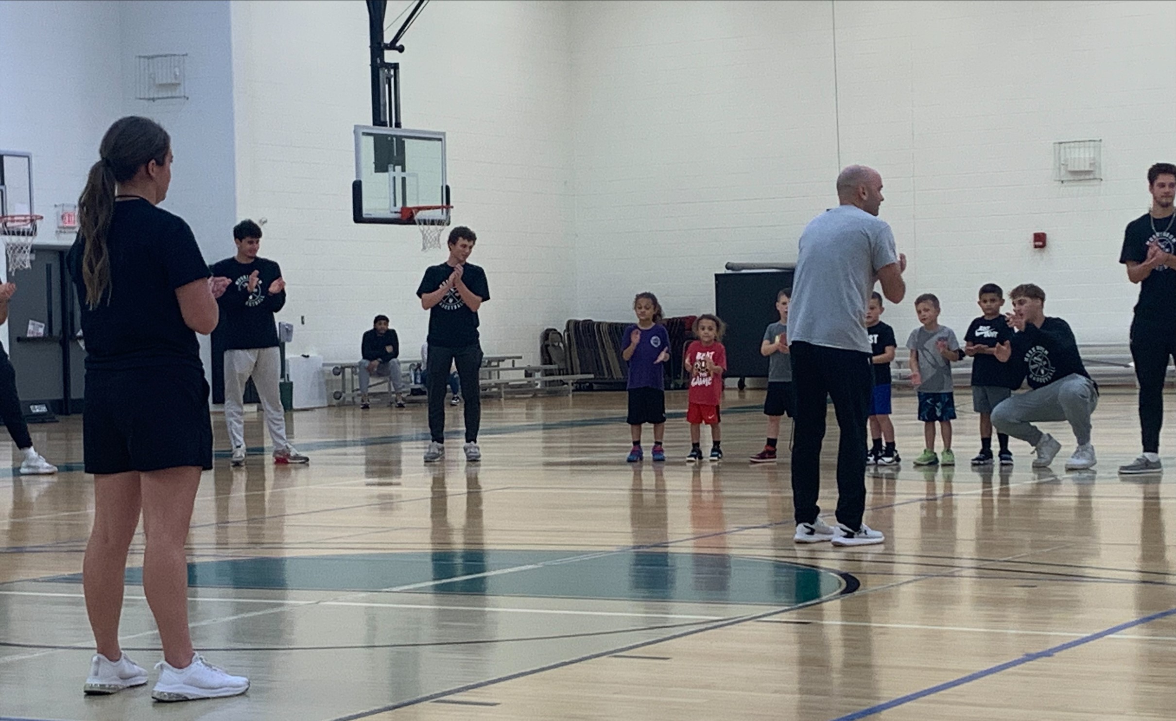 Kids at basketball clinic