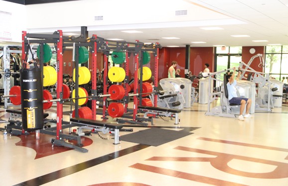 new fitness machines and equipment pictured inside the fitness level of the Chess Center