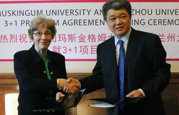 President Steele and Professor Wang Cheng