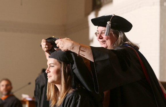 Student being hooded