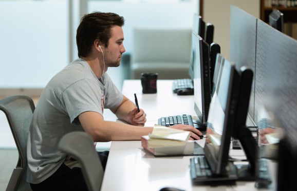 Student working on computer