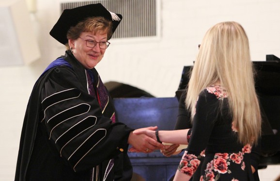 President Hasseler and student