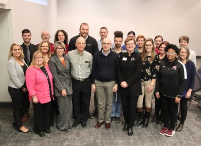 group shot of the Muskingum students, faculty and staff that attended the summit
