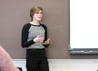 Alexandria Fraley speaking in a classroom