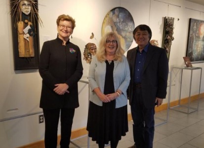 President Susan Hasseler, Peggy Sibila, and Yan Sun
